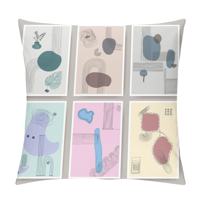 Personality  Set Of Trendy Abstract Creative Minimalist Artistic Hand Painted. Freehand Drawing. Composition Ideal For Wall Decoration, As Postcard, Poster Or Brochure Design. Vector Isolated On White Background. Pillow Covers