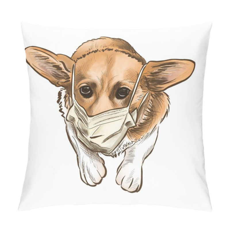 Personality   Ginger Corgi In A Medical Mask Pillow Covers