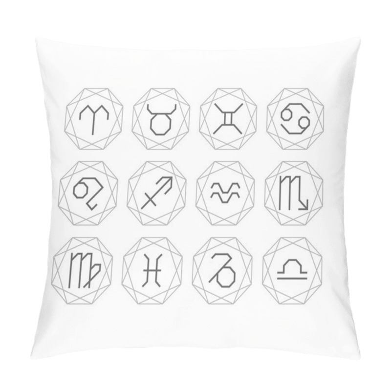 Personality  Graphical Astrological Symbols, Line Art Deco Style Pillow Covers