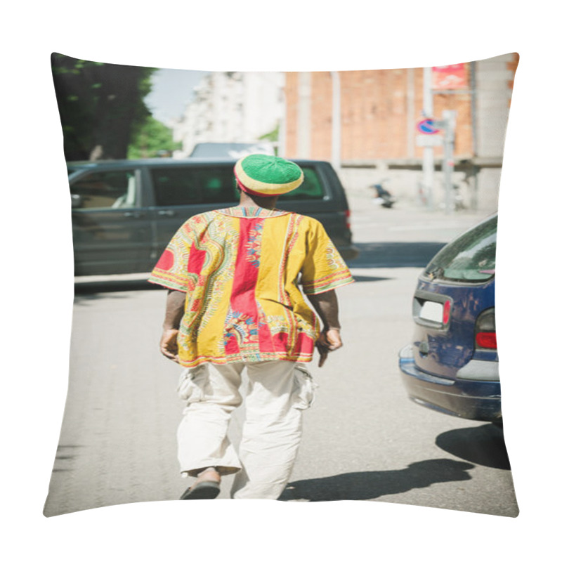 Personality  Rastaman Wearing Tradition Al Rasta Hat, Rear View Pillow Covers