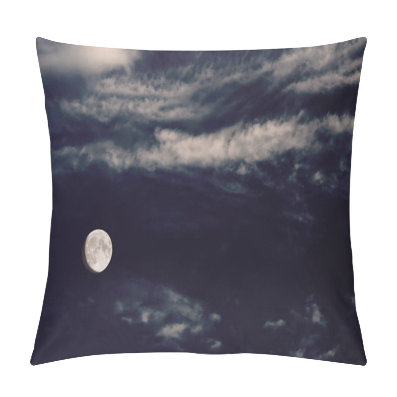 Personality  The Moon Illuminates A Dark, Cloudy Sky, Creating An Atmospheric And Moody Night Scene. Pillow Covers