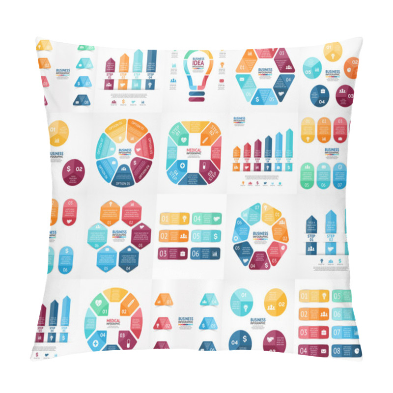 Personality  Vector Infographics Set. Templates For Cycle Diagram, Graph, Presentation And Round Chart. Business Startup Concept With 3, 4, 5, 6, 7, 8 Options, Parts, Steps Or Processes. Data Visualization. Pillow Covers