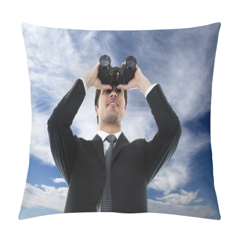 Personality  Businessman Looking Through A Binoculars Pillow Covers