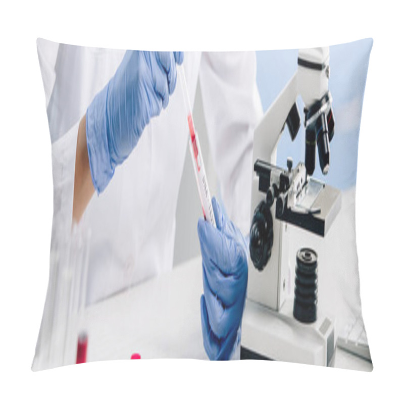 Personality  Cropped View Of Genetic Consultant Doing Dna Test In Lab  Pillow Covers