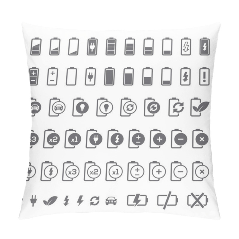 Personality  Icon Set Of Battery Charge Level Indicators For Interface. Vector Illustration. Pillow Covers