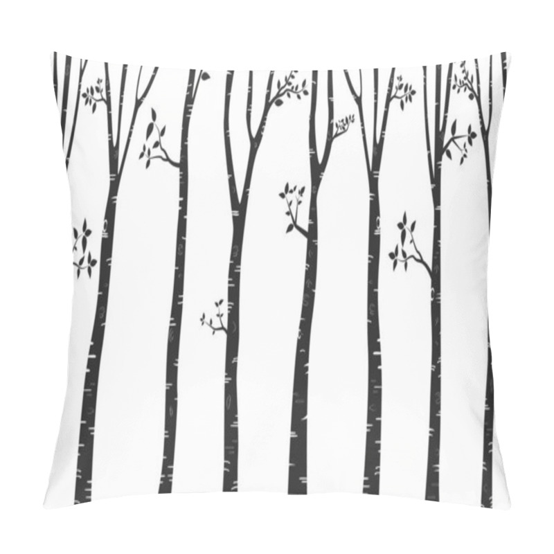 Personality  Birch Tree With Deer And Birds Silhouette Background Pillow Covers