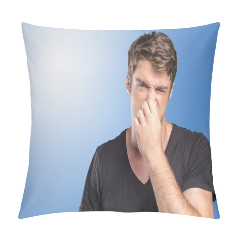 Personality  Man Holding His Nose Against A Bad Smell Pillow Covers