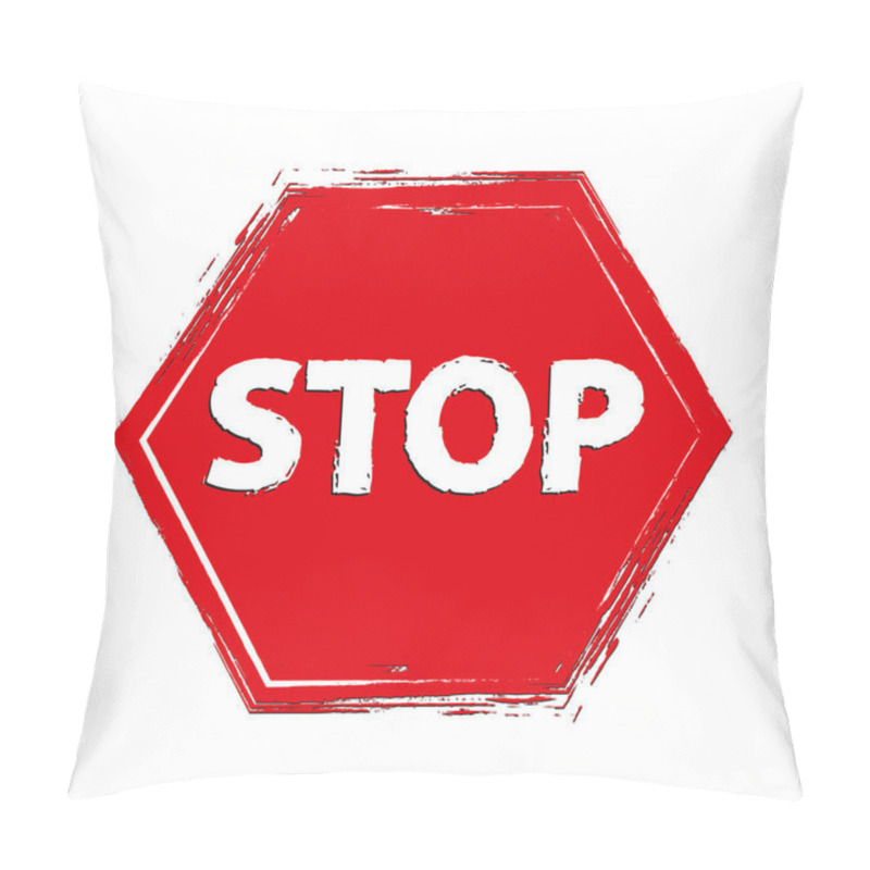 Personality  Stop Sign Red Background. Vector Icon. Pillow Covers