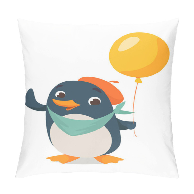 Personality  Cute Penguin Character With Balloon Pillow Covers