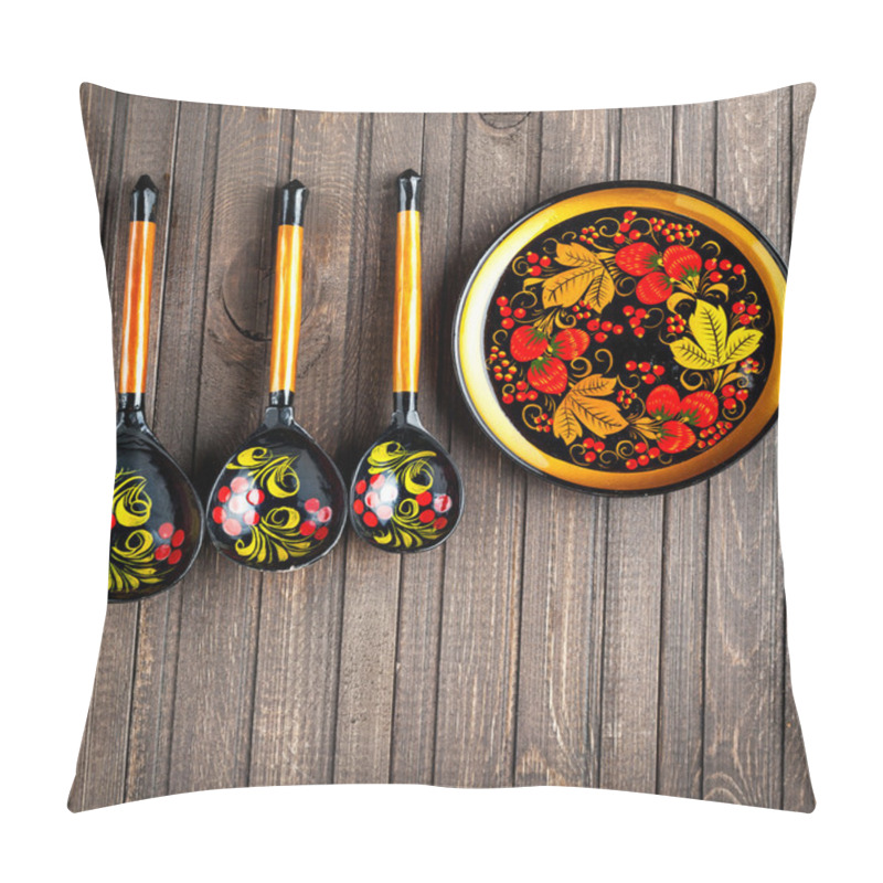 Personality  Wooden Crockery Painted With Khokhloma Pillow Covers