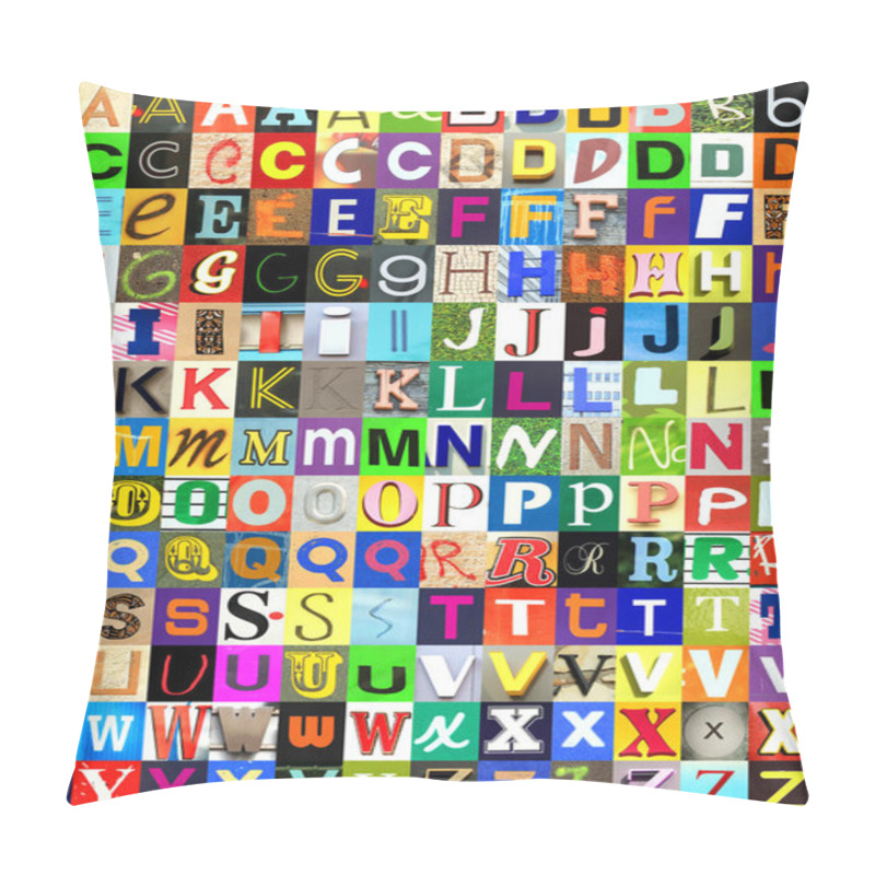 Personality  All Letters In 6 Newspaper Alphabet In Different Font And Colour Pillow Covers