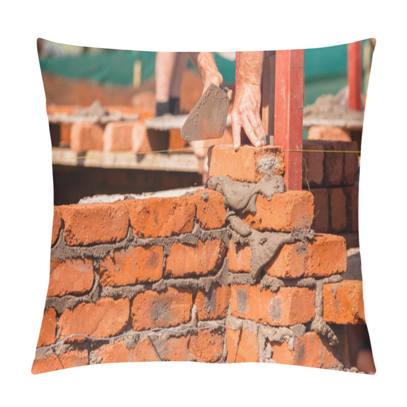 Personality  Building Artisan Bricklaying Closeup Pillow Covers