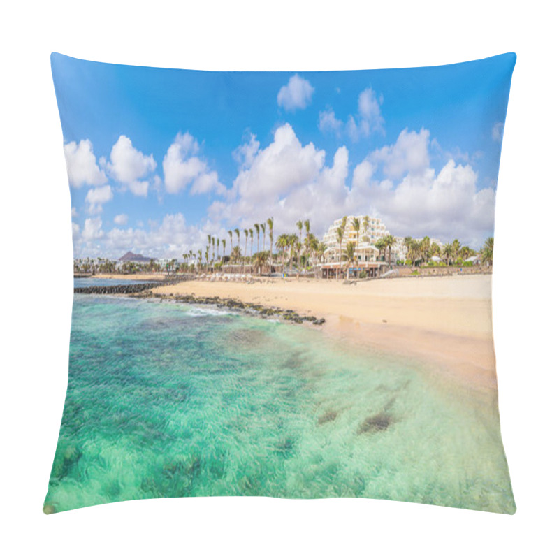 Personality  Playa De Las Cucharas, Costa Teguise, Lanzarote: A Perfect Family Beach With Golden Sand, Turquoise Waters, And A Variety Of Water Sports. Pillow Covers