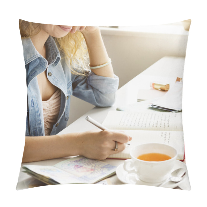 Personality  Female Writing Travel Diary Concept Pillow Covers