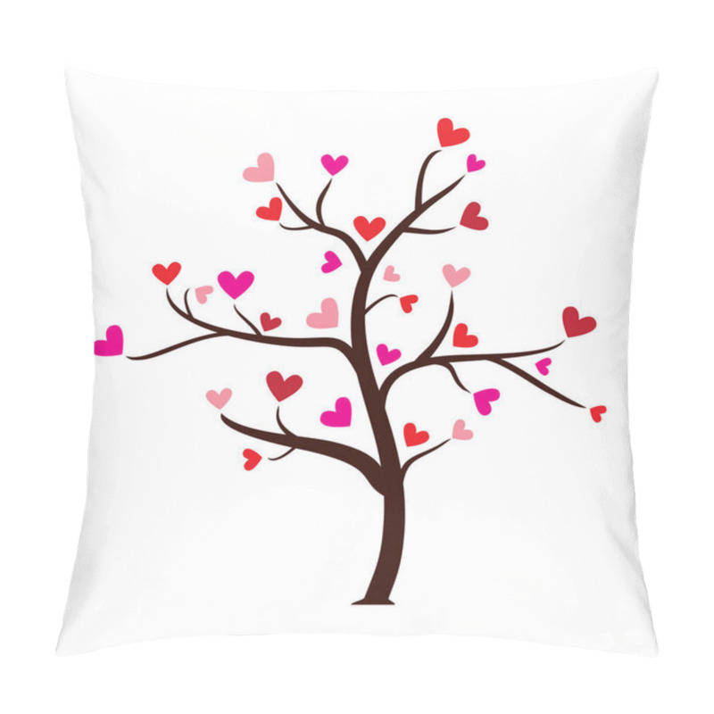 Personality  Love Tree With Heart Leaves. Tree With Paper Leaves And Hanging Hearts. Jpeg Illustration. Pillow Covers