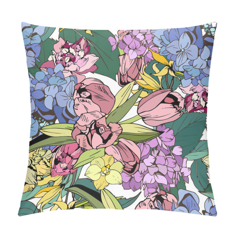 Personality  Bright Flowers Seamless, Botanical Illustration Pillow Covers