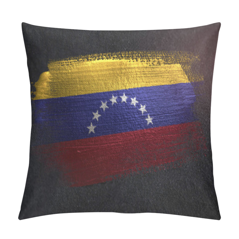 Personality  Venezuela Flag Made Of Metallic Brush Paint On Grunge Dark Wall Pillow Covers