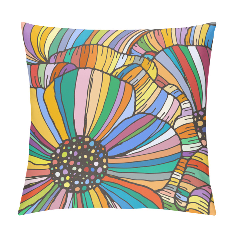 Personality  Vector Doodle Outline Abstract Ornamental Flowers Stripe Background Pillow Covers