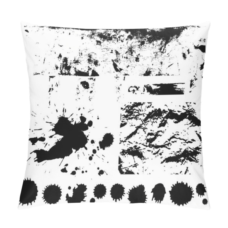 Personality  Black Scratched, Crumpled Background (splashing, Blob, Spatter, Spots, Splat, Blotch, Splash). Isolated Stain. Grunge Texture With Paint Stains, Dirty. Silhouette Of Splotches. Vector Pillow Covers