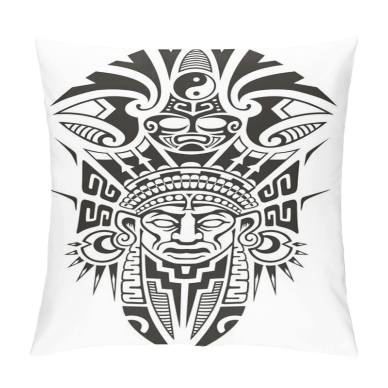 Personality  Ancient Tribal Mask Vector Illustration Pillow Covers