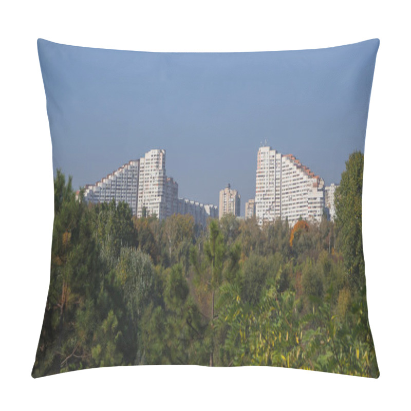 Personality  Views Of The City Of Chisinau On The Horizon. White Beautiful House Among The Green Trees. Pillow Covers