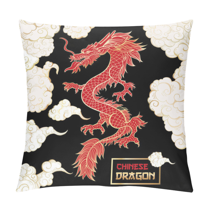 Personality  Chinese Dragon And Clouds Hand Drawn Illustration Pillow Covers