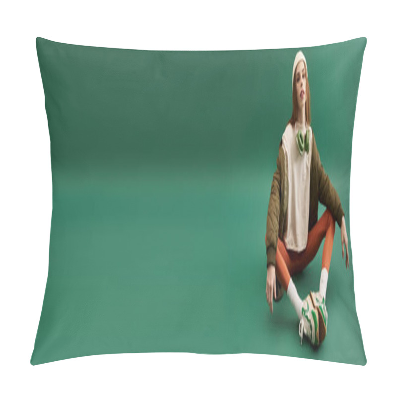 Personality  A Young Woman Displays Fashion With A Focused Expression, Reflecting Her Personal Struggles. Pillow Covers