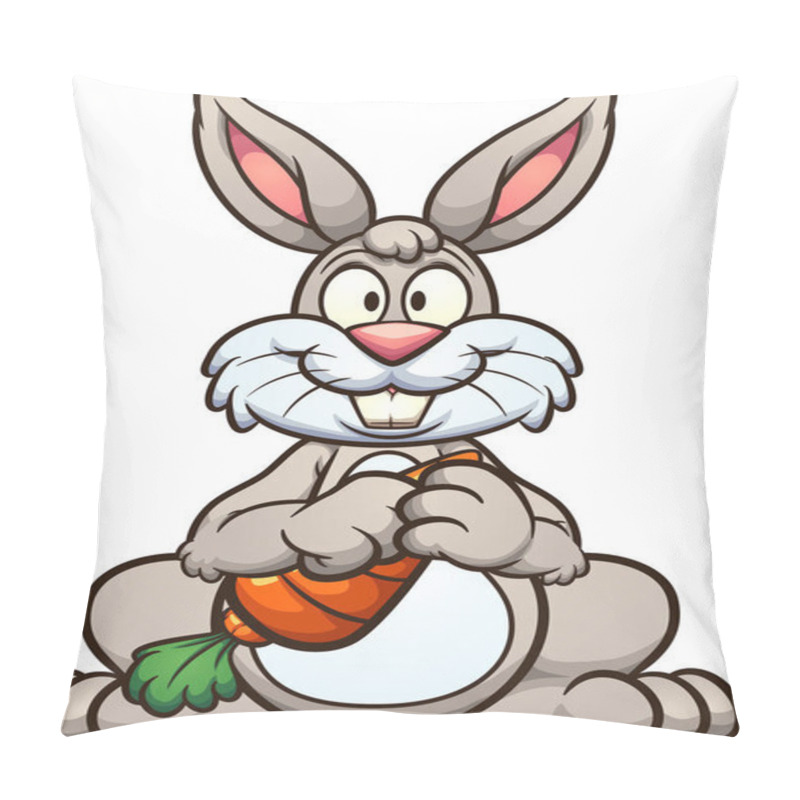 Personality  Cartoon Rabbit Holding A Big Carrot. Vector Clip Art Illustration With Simple Gradients. Some Elements On Separate Layers Pillow Covers