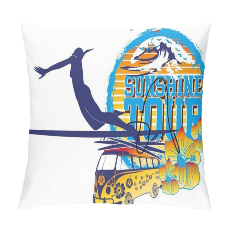 Personality  Palm Beach Surfer Girls Vector Art Pillow Covers