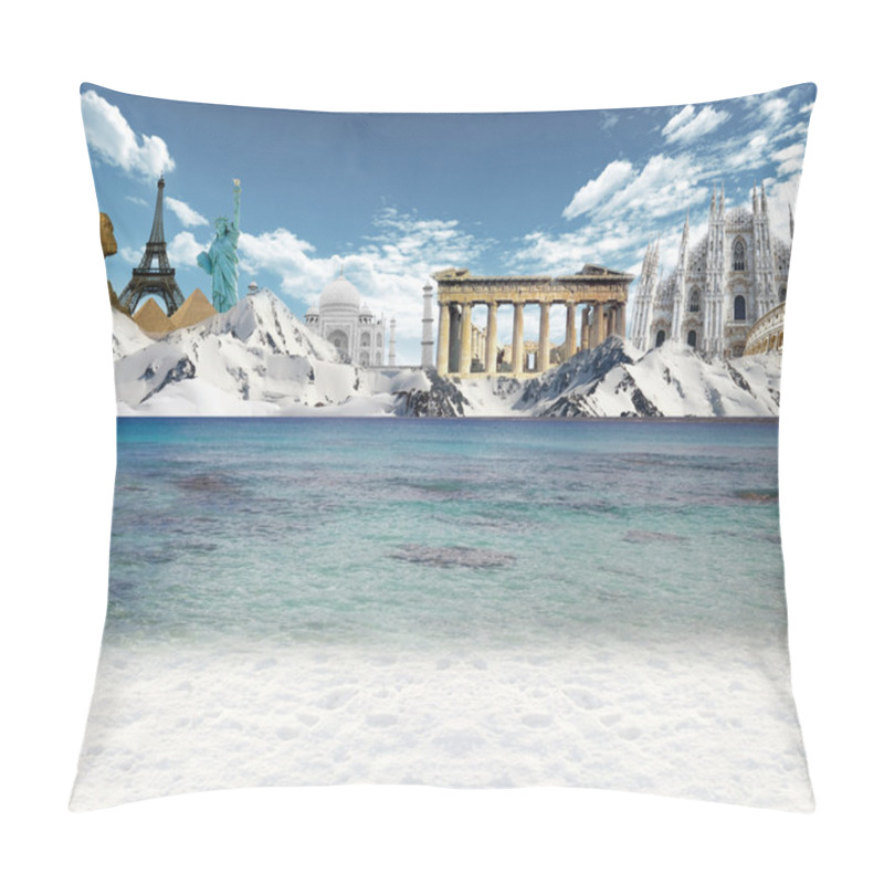 Personality  Mountain Lake And World Landmarks Pillow Covers