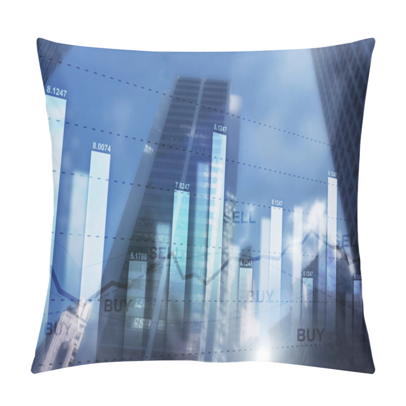 Personality  Double Exposure Of Stocks Market Chart And Hong Kong City. Sell And By Concept. Pillow Covers