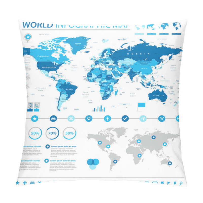 Personality  World Map - Infographic Set Pillow Covers