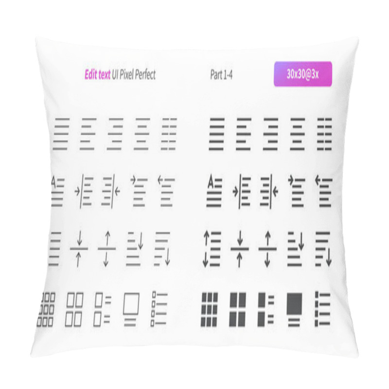 Personality  Edit Text UI Pixel Perfect Well-crafted Vector Thin Line And Solid Icons 30 3x Grid For Web Graphics And Apps. Simple Minimal Pictogram Part 1-4 Pillow Covers