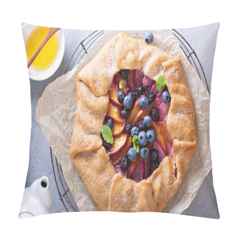 Personality  Rustic Gallette Pie With Peaches And Blueberry Pillow Covers