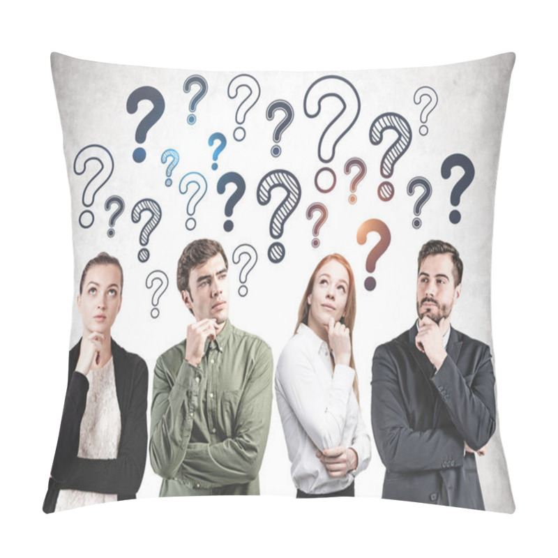 Personality  Thoughtful Business Team, Question Marks Pillow Covers