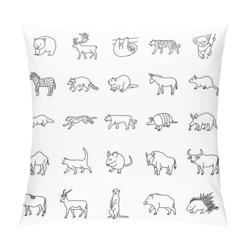 Personality  Mammals II Outlines Vector Icons Pillow Covers