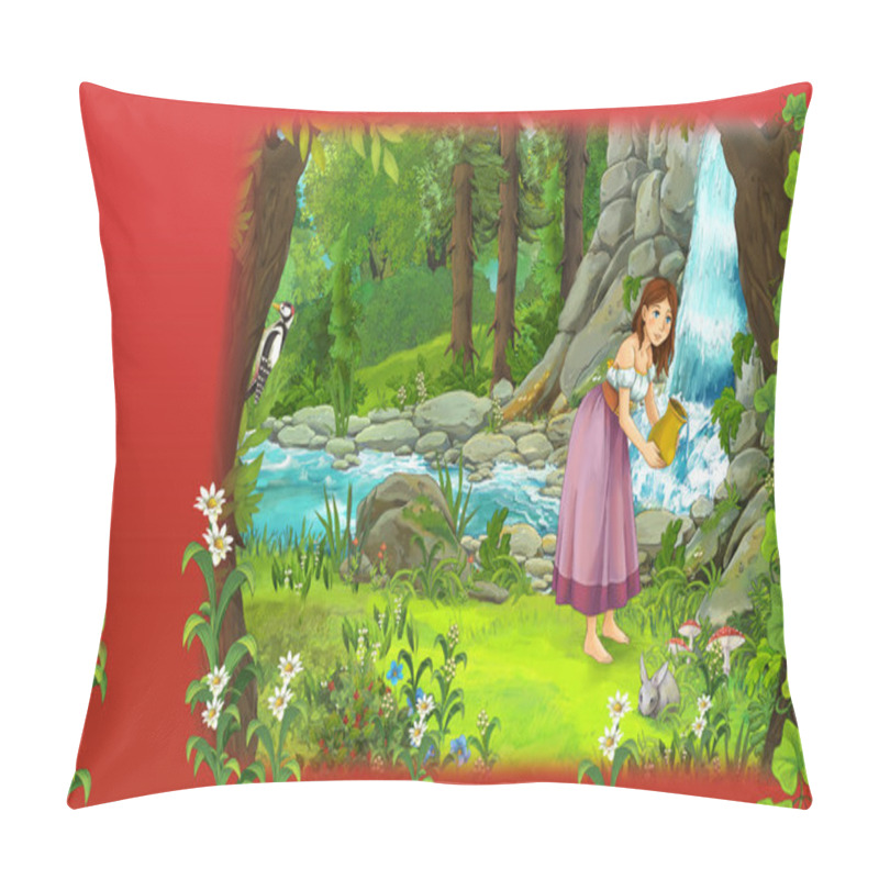 Personality  Cartoon Fairy Tale Scene In Forest Pillow Covers