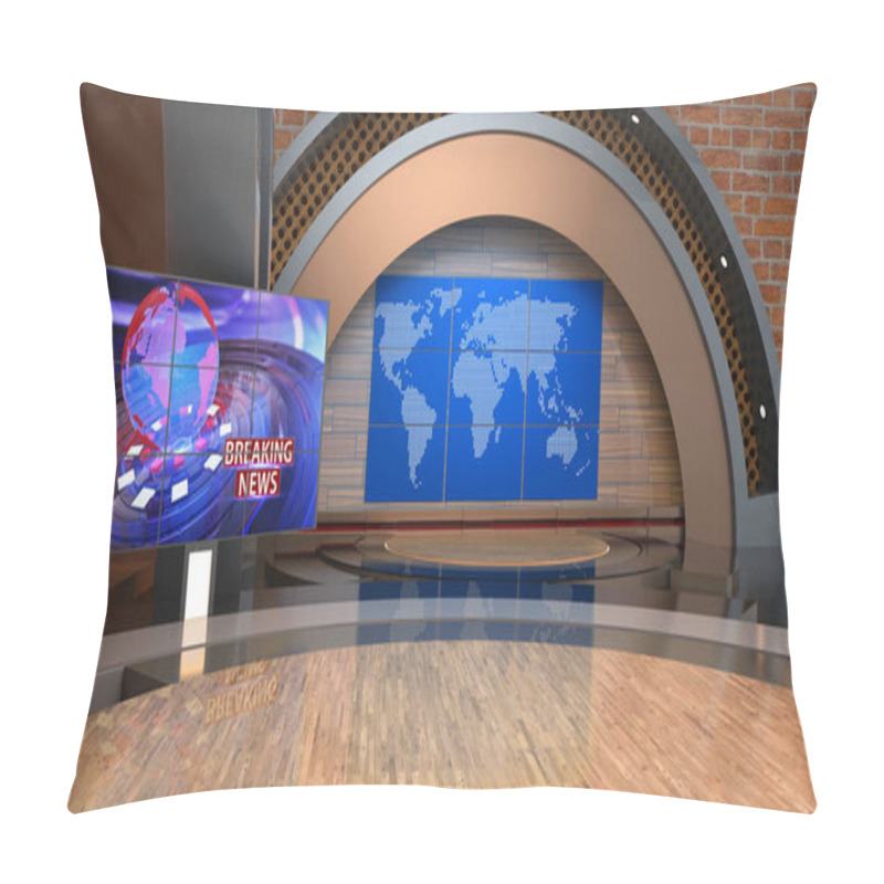 Personality  Classic Indoor 3D Virtual Studio_News Studio, Backdrop For TV Shows .TV On Wall.3D Virtual News Studio Background Loop Pillow Covers