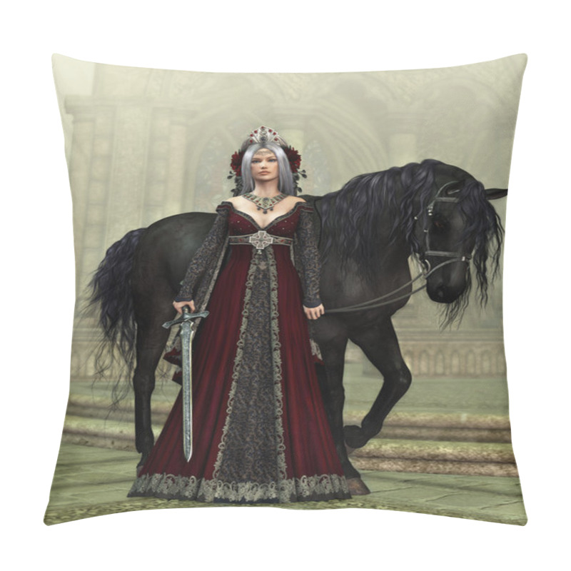 Personality  Lady Of The Castle With Black Horse, 3d CG Pillow Covers