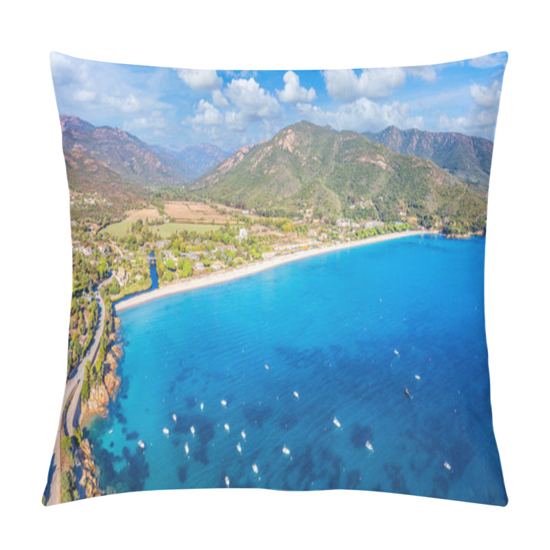 Personality  Landscape With Sagone Beach And Coast Of Corsica Island, France Pillow Covers