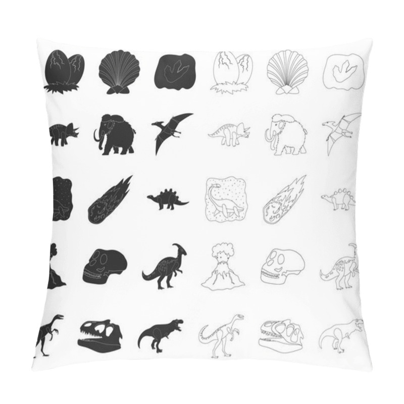 Personality  Different Dinosaurs Black,outline Icons In Set Collection For Design. Prehistoric Animal Vector Symbol Stock Web Illustration. Pillow Covers