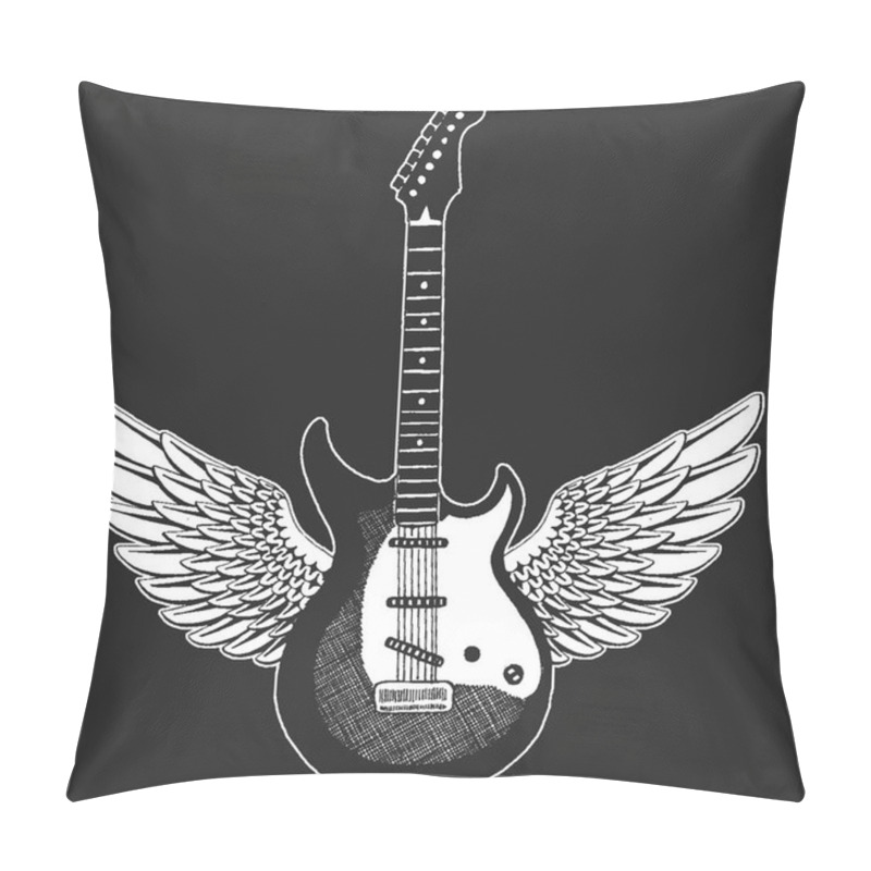 Personality  Cool Guitar. Rock Emblem For Music Festival. Heavy Metall Concert. T-shirt Print, Poster. Musical Instrument. Badge, Logo Art Pillow Covers