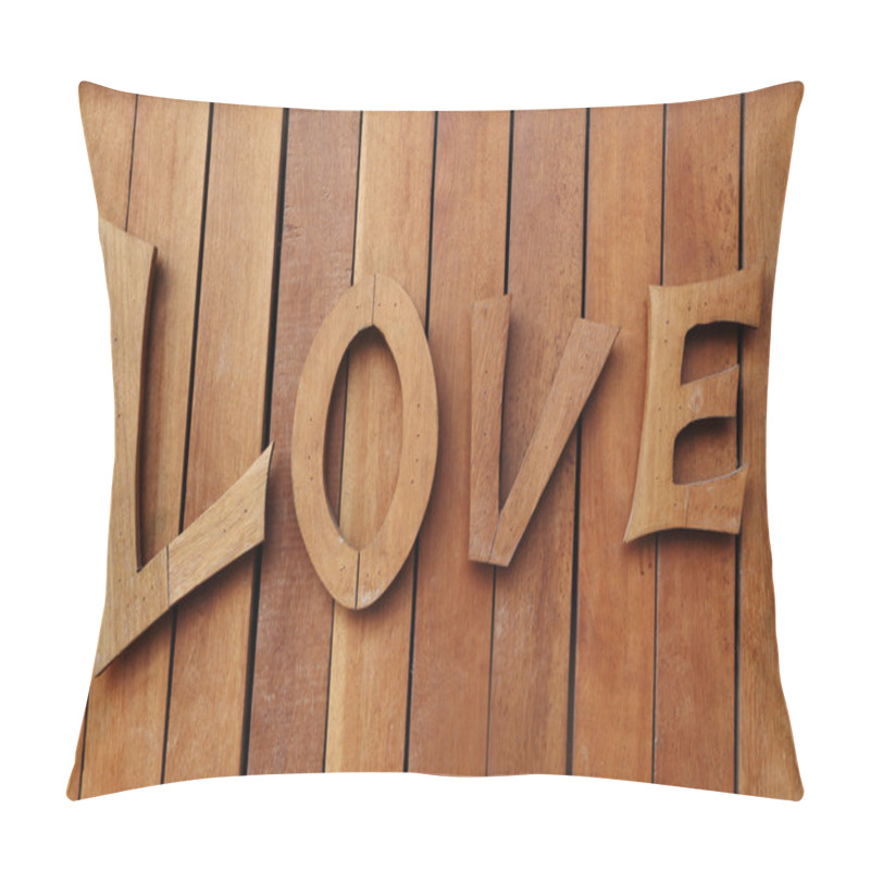 Personality  LOVE Wooden Text On Wooden Wall  Pillow Covers