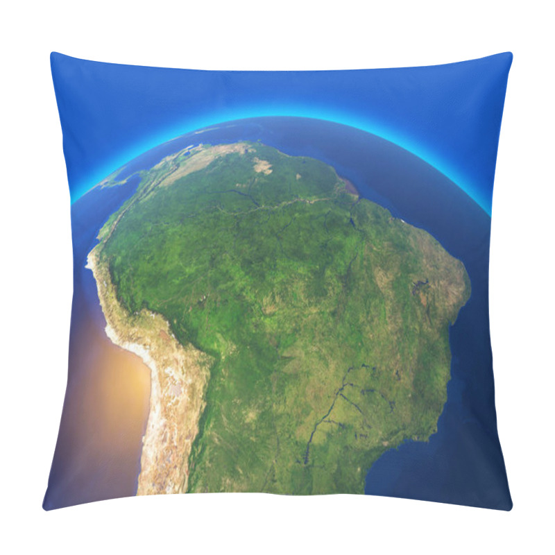 Personality  Satellite View Of The Amazon, Map, States Of South America, Reliefs And Plains, Physical Map. Forest Deforestation. 3d Rendering. Element Of This Image Is Furnished By NASA Pillow Covers