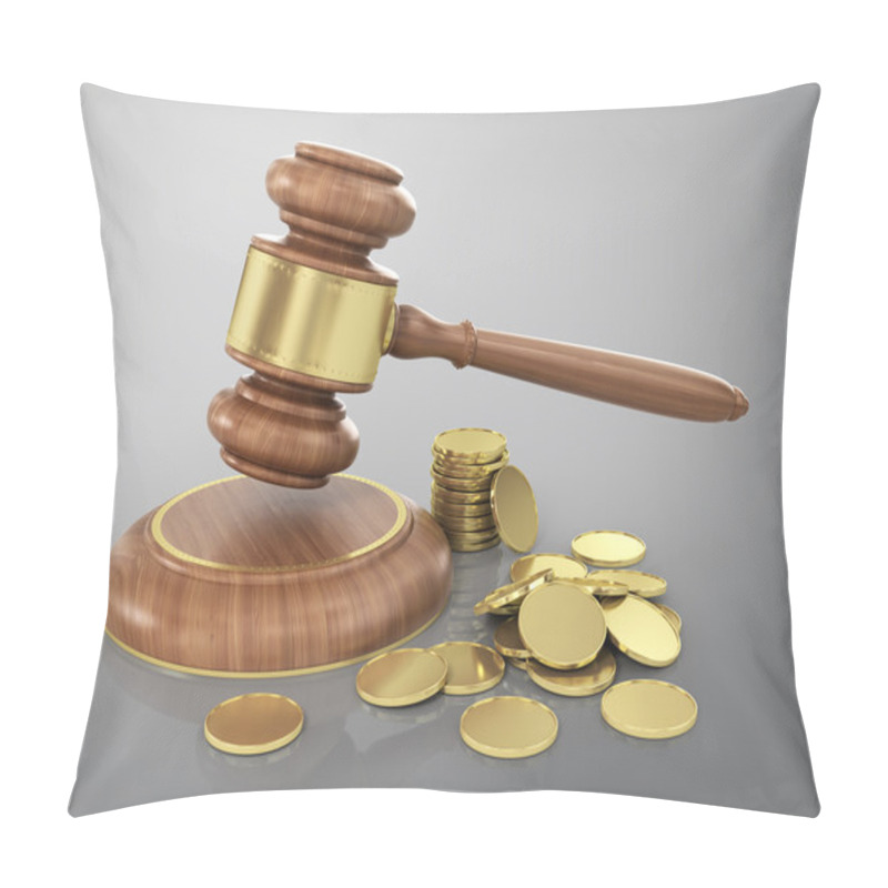 Personality  Concept Of Law. Wooden Gavel With Gold Coins. Pillow Covers