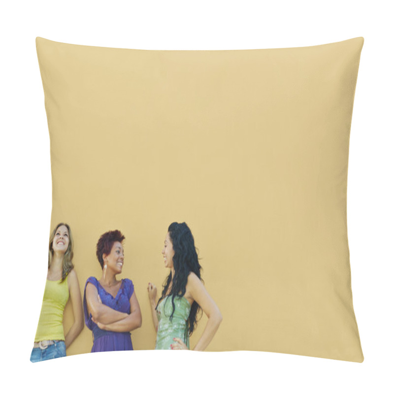 Personality  Three Women Talking And Having Fun Pillow Covers