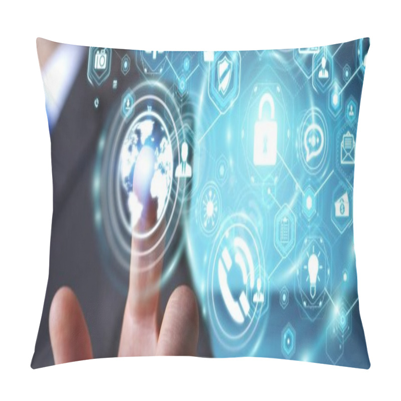 Personality  Businessman Protecting His Data Personal Information 3D Renderin Pillow Covers