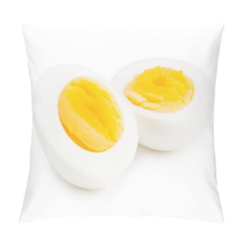 Personality  Half A Boiled Egg Isolated On A White Background Pillow Covers