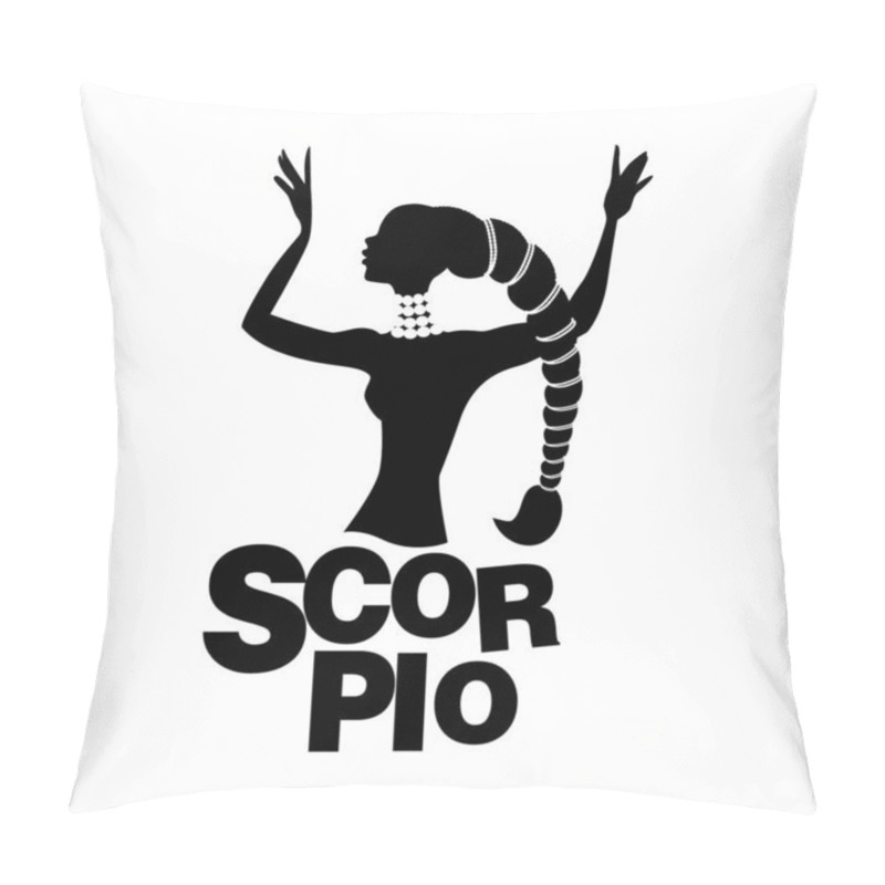 Personality  Tribal Zodiac. Scorpio. Elegant Woman Wearing Necklaces And Hairstyle Simulating The Tail Of A Scorpion, Isolated On White Background Pillow Covers