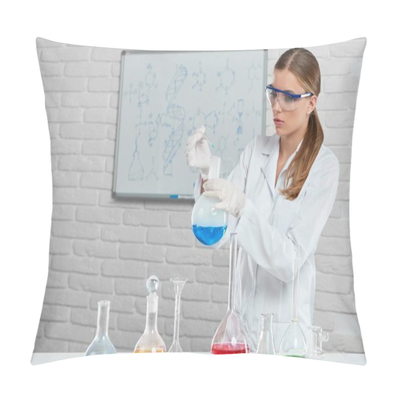 Personality  Scientist Works With The Chemical Liquids Pillow Covers